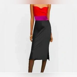Express Satin midi Dress in Red, Purple, and Black